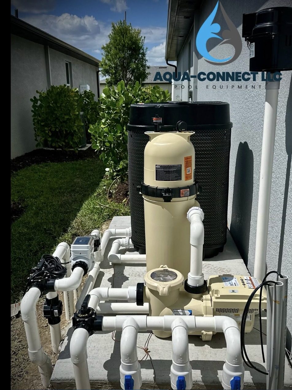Pool equipment installation beside a Cape Coral home